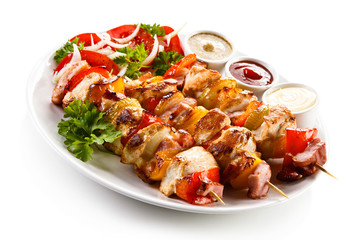 Shashlik - grilled meat and vegetables 