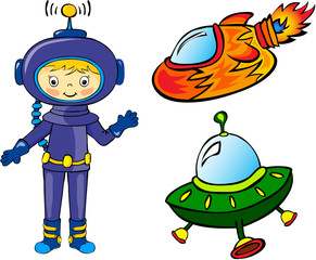 Astronaut and rockets