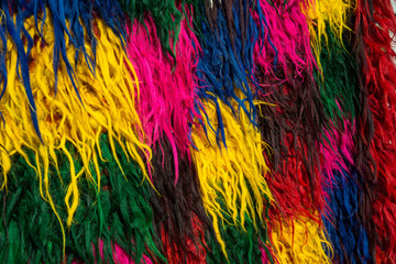 Picture of Bulgarian hand-made rag-carpets, different colors, detail