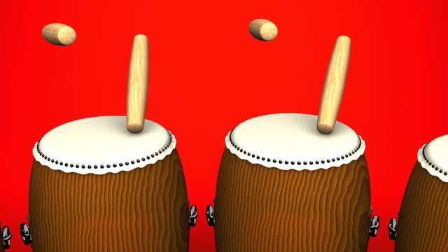 Loopable Asian Drums On Red Background