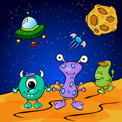 Funny monsters in space