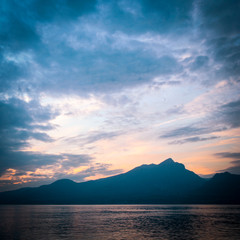 Lake Garda, Italy. Sunset landscape scene over Lake Garda, Italy.