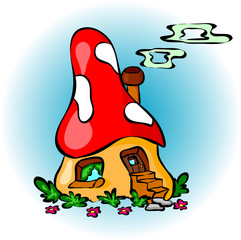 Funny cartoon mushroom house