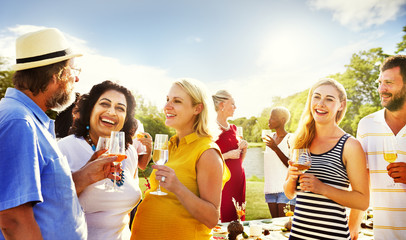 Friends Outdoors Nature Picnic Chilling Out Unity Concept