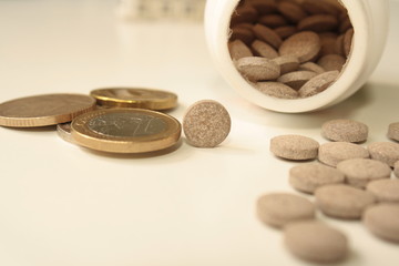 medicine, pills and money