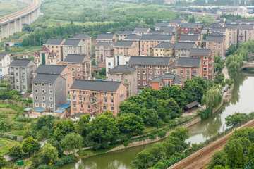 Fototapeta na wymiar Hangzhou suburbs aerial view in China