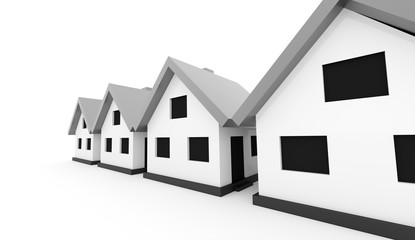 A small houses with silver roof on a white background