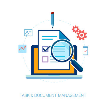 Task management and check list flat icons illustration