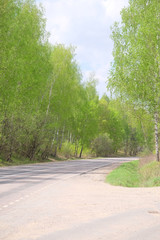 Road lane and deep blue sky.