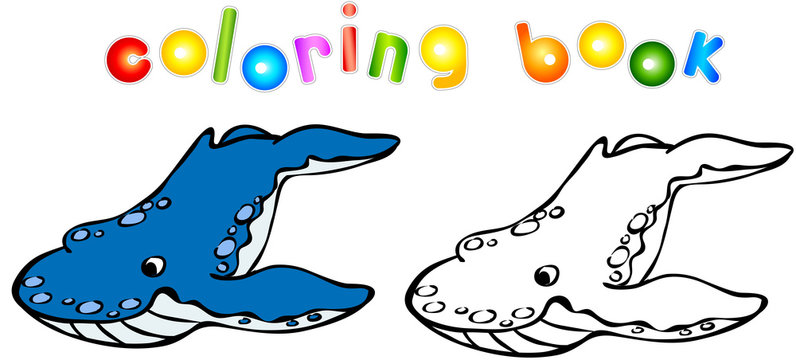 Funny cartoon whale killer coloring book