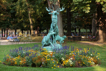 Statue of the deer in Luxembourg garden, Paris
