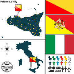 Map of Sicily, Italy