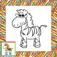 Funny cartoon zebra coloring book
