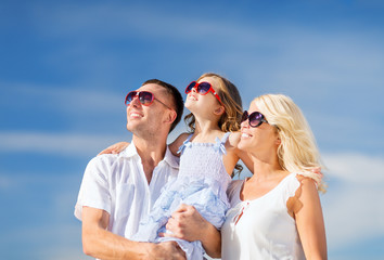happy family with blue sky