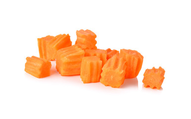 carving square carrot on white background