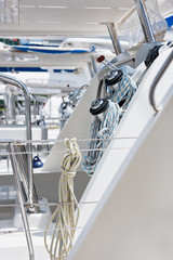 Winches and ropes, sailing yacht detail
