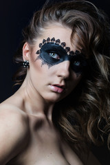 Beauty Girl.Fashion Art Woman Portrait with fashion mask makeup