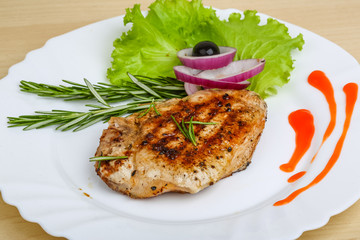 Grilled pork steak