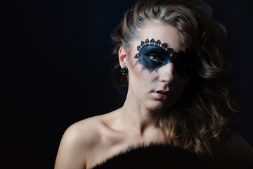 Beauty Girl.Fashion Art Woman Portrait with fashion mask makeup