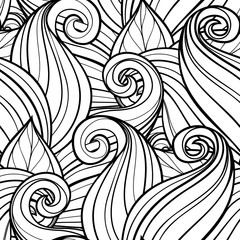 Vector Seamless Contour Floral Pattern