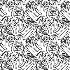 Vector Seamless Contour Floral Pattern
