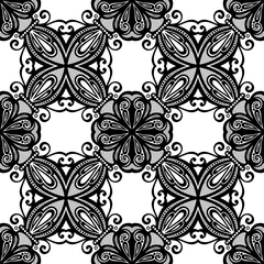 Vector Seamless Vintage Black and White Lace Pattern