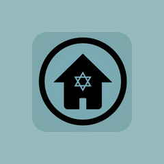 Pale blue jewish house sign