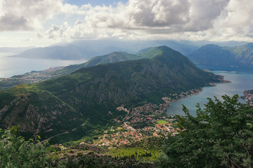 View of Vrmac mountain and Bay of Kotor. Montenegro