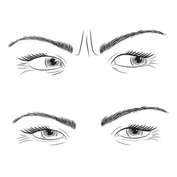 Drawing set woman eyes