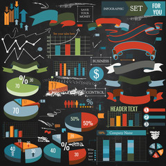 Collection of vector infographic elements, ribbons and diagrams
