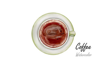 coffee.hand drawn watercolor painting on white background. Vector illustration,black coffee