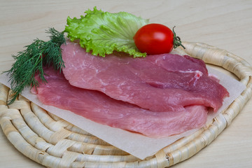 Raw pork schnitzel