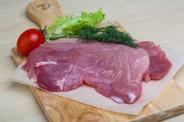 Raw pork schnitzel