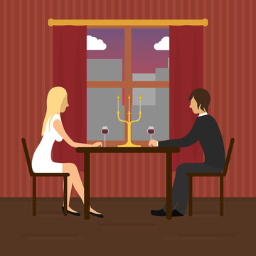 Loving couple in restaurant