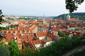 Fototapeta na wymiar Beautiful cityscape of Prague with cathedral of St. Nicholas