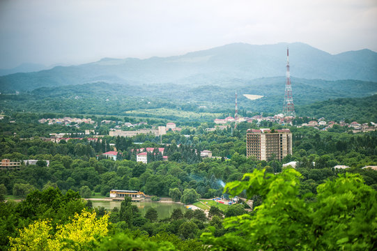 panoramic top view of the city Nalchik 