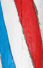 Full frame wooden red, white and blue barber's pole