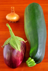 Fresh vegetables on wooden table