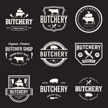 vector set of butchery labels, badges and design elements