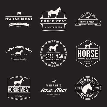 vector set of premium horse meat labels, badges and design elements