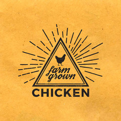 premium chicken meat label with grunge texture on old paper back