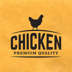 premium chicken meat label with grunge texture on old paper back