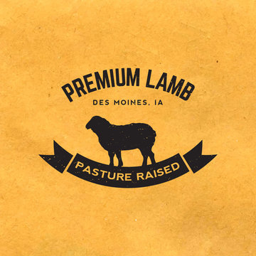 premium lamb label with grunge texture on old paper background