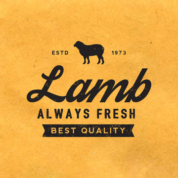 premium lamb label with grunge texture on old paper background