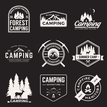 vector set of camping and outdoor adventure vintage logos