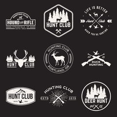 vector set of hunting club labels, badges and design elements