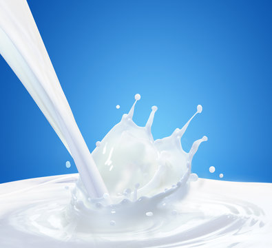 milk splash with blue background