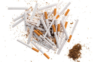 Heap of cigarettes and tobacco.
