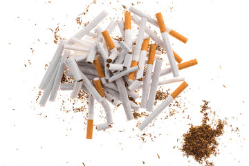 Heap of cigarettes and tobacco.