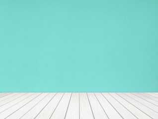 room interior with color wall and white wood floor